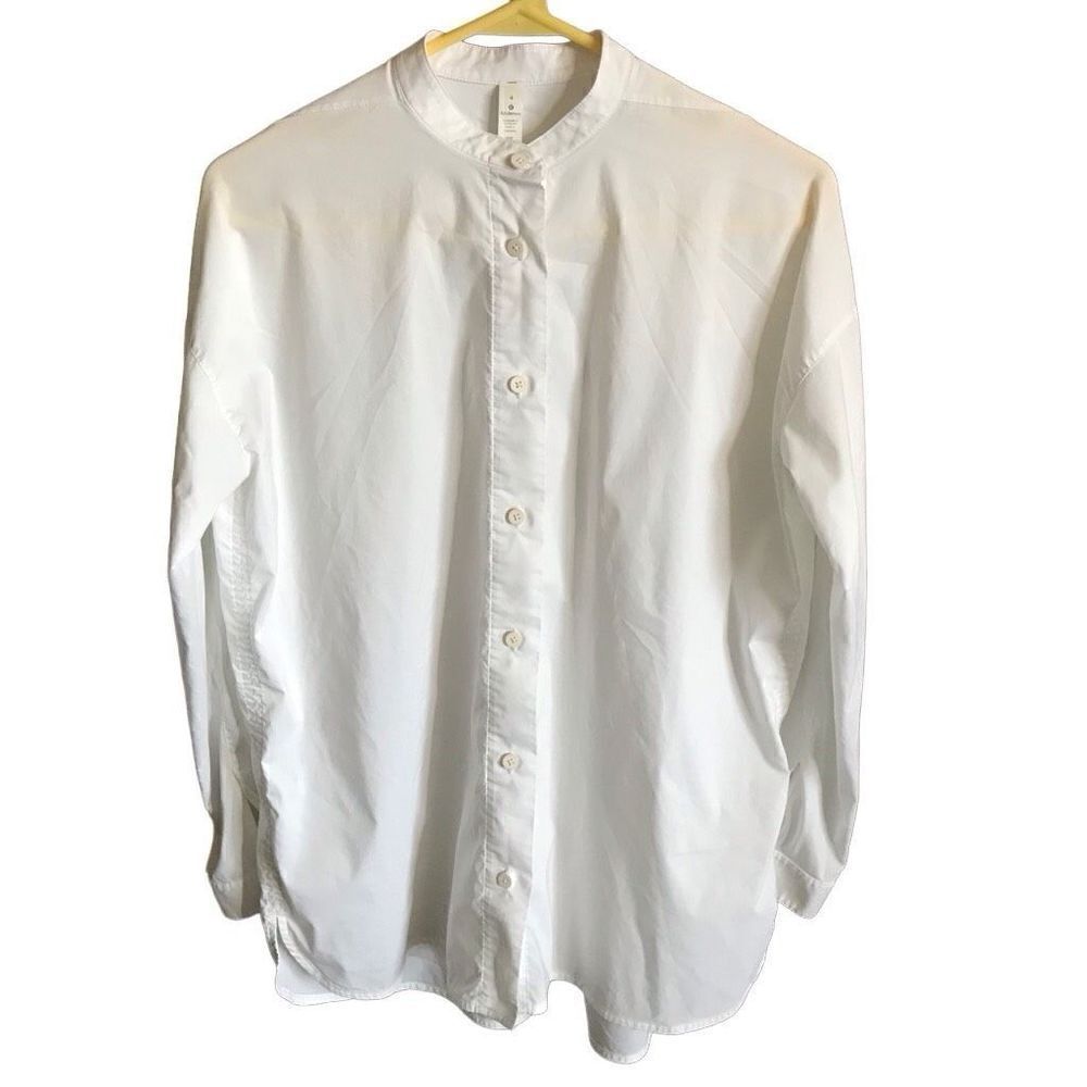 Lululemon women’s button down blouse top crisp white size 4 business casual